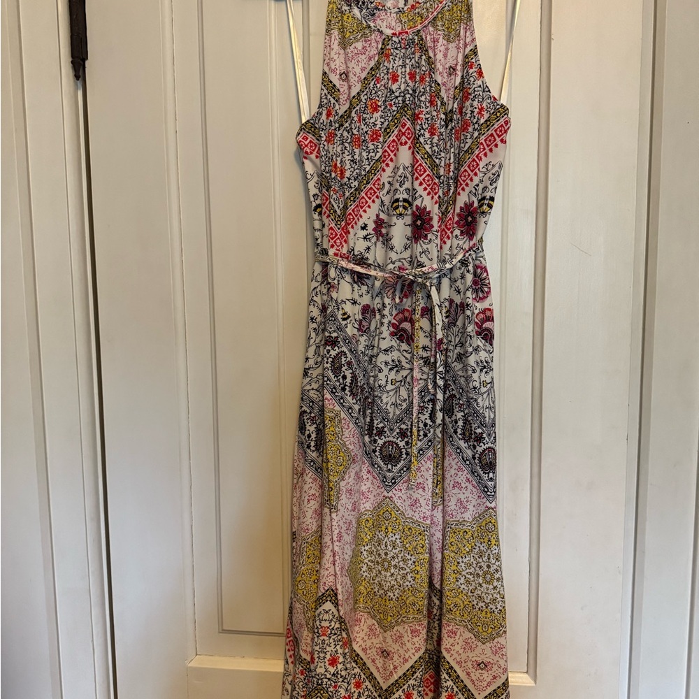 LOFT Multicolored Halter Sundress Maxi